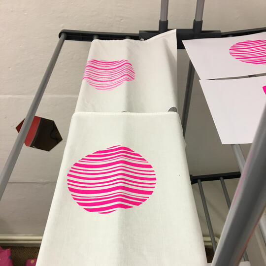 Pink circle made of lots of lines